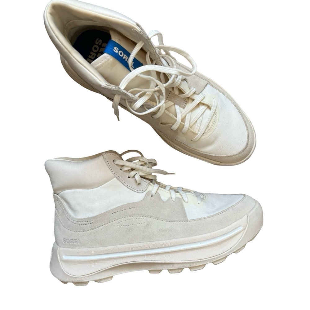 Sorel Ona 503 Knit Stylish Cream High-Top Hiking Casual Sneakers - Picture 11 of 12